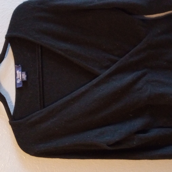 El Daws Cashmere Black Wrap Sweater Top M - Picture 2 of 3